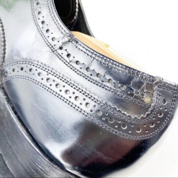VTG Florsheim Imperial Men Oxford Long Wingtip Size 8 E Black Leather Dress Shoe main image 7